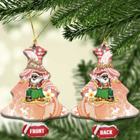 Hawaii Mele Kalikimaka Ceramic Ornament Hula Santa Retro Style Red - Polynesian Pride