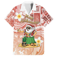 Hawaii Mele Kalikimaka Family Matching Off The Shoulder Long Sleeve Dress and Hawaiian Shirt Hula Santa Retro Style Red LT05 Dad's Shirt - Short Sleeve Red - Polynesian Pride