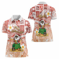 Hawaii Mele Kalikimaka Women Polo Shirt Hula Santa Retro Style Red LT05 - Polynesian Pride