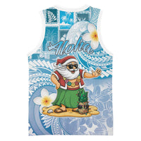 Hawaii Mele Kalikimaka Basketball Jersey Hula Santa Retro Style Blue LT05 - Polynesian Pride