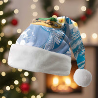 Hawaii Mele Kalikimaka Christmas Santa Hat Hula Santa Retro Style Blue - Polynesian Pride
