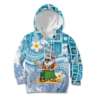 Hawaii Mele Kalikimaka Kid Hoodie Hula Santa Retro Style Blue LT05 Hoodie Blue - Polynesian Pride