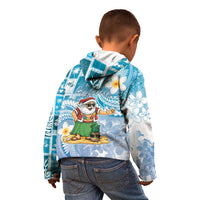 Hawaii Mele Kalikimaka Kid Hoodie Hula Santa Retro Style Blue LT05 - Polynesian Pride