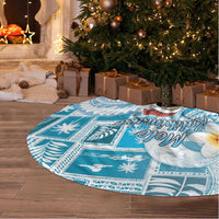 Hawaii Mele Kalikimaka Tree Skirt Hula Santa Retro Style Blue LT05 - Polynesian Pride