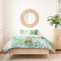 Hawaii Mele Kalikimaka Bedding Set Hula Santa Retro Style Green - Polynesian Pride