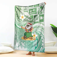 Hawaii Mele Kalikimaka Blanket Hula Santa Retro Style Green - Polynesian Pride