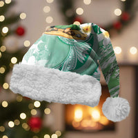 Hawaii Mele Kalikimaka Christmas Santa Hat Hula Santa Retro Style Green LT05 With Fur Green - Polynesian Pride