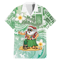 Hawaii Mele Kalikimaka Family Matching Mermaid Dress and Hawaiian Shirt Hula Santa Retro Style Green LT05 Dad's Shirt - Short Sleeve Green - Polynesian Pride