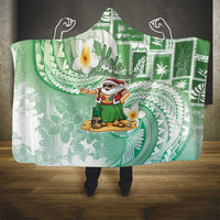 Hawaii Mele Kalikimaka Hooded Blanket Hula Santa Retro Style Green - Polynesian Pride