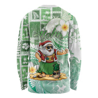 Hawaii Mele Kalikimaka Long Sleeve Shirt Hula Santa Retro Style Green LT05 - Polynesian Pride