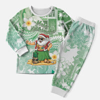 Hawaii Mele Kalikimaka Christmas Pajama Set Hula Santa Retro Style Green LT05 Men Green - Polynesian Pride