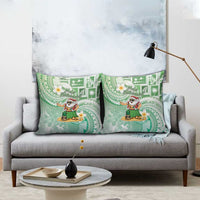 Hawaii Mele Kalikimaka Pillow Cover Hula Santa Retro Style Green - Polynesian Pride