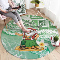 Hawaii Mele Kalikimaka Round Carpet Hula Santa Retro Style Green - Polynesian Pride