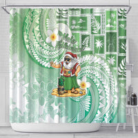 Hawaii Mele Kalikimaka Shower Curtain Hula Santa Retro Style Green - Polynesian Pride