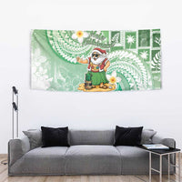 Hawaii Mele Kalikimaka Tapestry Hula Santa Retro Style Green - Polynesian Pride