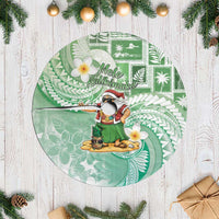 Hawaii Mele Kalikimaka Tree Skirt Hula Santa Retro Style Green LT05 Casual Green - Polynesian Pride