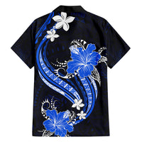 Blue Polynesian Pattern With Tropical Flowers Family Matching Summer Maxi Dress and Hawaiian Shirt LT05 - Polynesian Pride