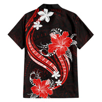 Red Polynesian Pattern With Tropical Flowers Family Matching Short Sleeve Bodycon Dress and Hawaiian Shirt LT05 - Polynesian Pride