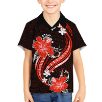 Red Polynesian Pattern With Tropical Flowers Family Matching Tank Maxi Dress and Hawaiian Shirt LT05 Son's Shirt Red - Polynesian Pride