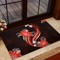 Red Polynesian Pattern With Tropical Flowers Rubber Doormat LT05 - Polynesian Pride