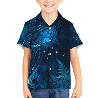 New Zealand Matariki Family Matching Long Sleeve Bodycon Dress and Hawaiian Shirt - Maori New Year LT05 Son's Shirt Blue - Polynesian Pride