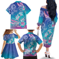 Polynesia Sea Turtle Couple Family Matching Off The Shoulder Long Sleeve Dress and Hawaiian Shirt Love Is Life LT05 - Polynesian Pride