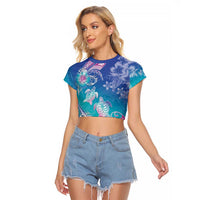 Polynesia Sea Turtle Couple Raglan Cropped T Shirt Love Is Life