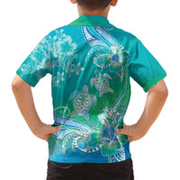Polynesia Sea Turtle Couple Family Matching Off Shoulder Maxi Dress and Hawaiian Shirt I Am Turtley In Love With You LT05 - Polynesian Pride