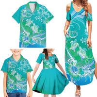 Polynesia Sea Turtle Couple Family Matching Summer Maxi Dress and Hawaiian Shirt I Am Turtley In Love With You LT05 - Polynesian Pride