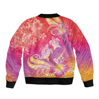 Polynesia Sea Turtle Couple Sleeve Zip Bomber Jacket One Soul One Love