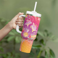 Polynesia Sea Turtle Couple Tumbler With Handle One Soul One Love