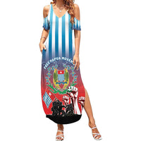 Personalised Free West Papua Family Matching Summer Maxi Dress and Hawaiian Shirt One People One Soul Unique Style LT05 Mom's Dress Blue - Polynesian Pride