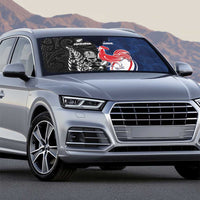 France And New Zealand Rugby Auto Sun Shade Les Bleus Rooster With Maori Tiki - Polynesian Pride