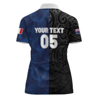 France And New Zealand Rugby Custom Women Polo Shirt Les Bleus Rooster With Maori Tiki LT05 - Polynesian Pride