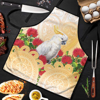 New Zealand Aotearoa Cockatoo Apron Maori Pattern With Pohutukawa Flowers