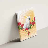 New Zealand Aotearoa Cockatoo Canvas Wall Art Maori Pattern With Pohutukawa Flowers