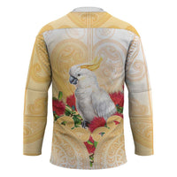 New Zealand Aotearoa Cockatoo Hockey Jersey Maori Pattern With Pohutukawa Flowers