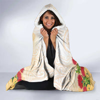 New Zealand Aotearoa Cockatoo Hooded Blanket Maori Pattern With Pohutukawa Flowers