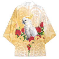New Zealand Aotearoa Cockatoo Kimono Maori Pattern With Pohutukawa Flowers