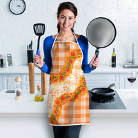 Orange Hawaii Palaka Apron Hawaiian Ilima Lei