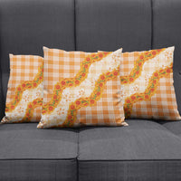 Orange Hawaii Palaka Pillow Cover Hawaiian Ilima Lei