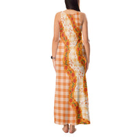 Orange Hawaii Palaka Tank Maxi Dress Hawaiian Ilima Lei