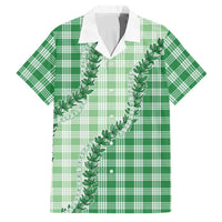 Green Hawaii Palaka Family Matching Off Shoulder Short Dress and Hawaiian Shirt Hawaiian Pikake Lei LT05 Dad's Shirt - Short Sleeve Green - Polynesian Pride