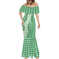 Green Hawaii Palaka Mermaid Dress Hawaiian Pikake Lei