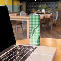 Green Hawaii Palaka Skinny Tumbler Hawaiian Pikake Lei