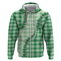 Green Hawaii Palaka Zip Hoodie Hawaiian Pikake Lei