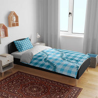 Blue Hawaii Palaka Bedding Set Hawaiian Pikake Lei