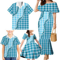Blue Hawaii Palaka Family Matching Mermaid Dress and Hawaiian Shirt Hawaiian Pikake Lei LT05 - Polynesian Pride