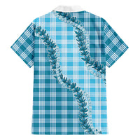 Blue Hawaii Palaka Family Matching Puletasi and Hawaiian Shirt Hawaiian Pikake Lei LT05 - Polynesian Pride