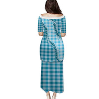 Blue Hawaii Palaka Family Matching Puletasi and Hawaiian Shirt Hawaiian Pikake Lei LT05 - Polynesian Pride
